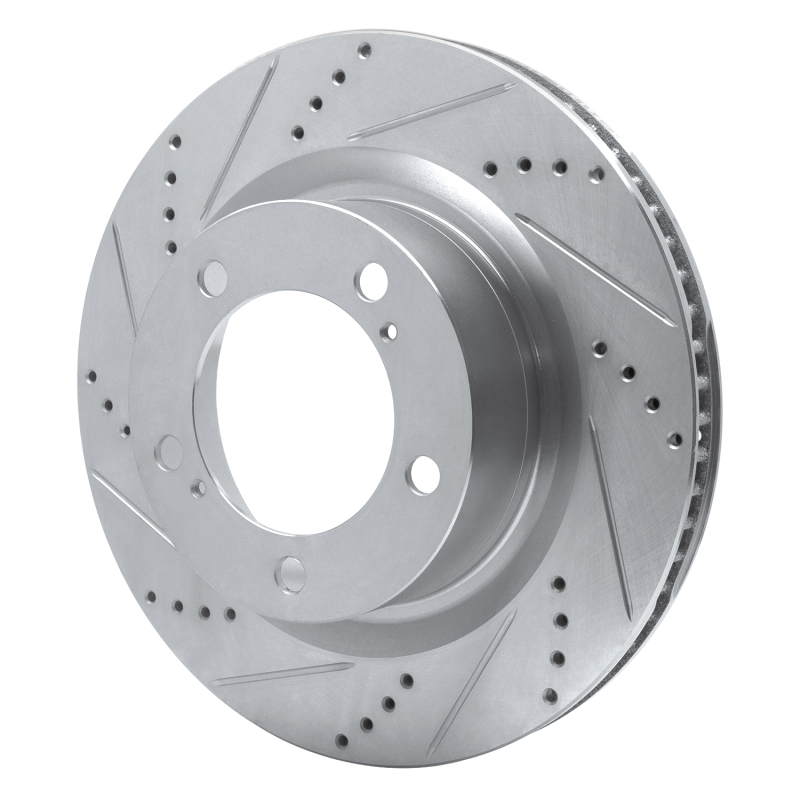 Lexus LX570 Brake Rotor (1) - Front Left - R1 Concepts - Drilled & Slotted - Silver - `07-`22